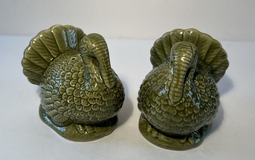 Shaker sale e pepe tacchino ceramica verde vintage, vacanze autunno ringraziamento - Foto 2 di 13