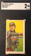 T206 VIC WILLIS THROWING SGC 2 GOOD SWEET CAPORAL CIGARETTES HOF