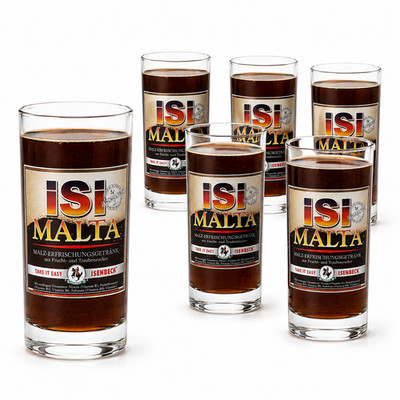 2x ISI MALTA MALZ Bier Glas 0,2l Gläser Isenbeck Becher Schorle