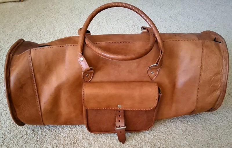 Leather Travel Duffel Bag Luggage/Gym Vintage 23"X 10" Overnight ~Weekend Travel