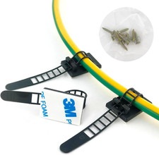 Pack of 50 Adjustable Self-Adhesive Cable Clips 25 X 18 Mm Cable Attachment Cabl