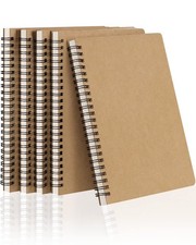Dynta Spiral Notebooks A5 Lined 5Pcs College Ruled Journals Bulk Kraft-5 Pcs