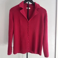 Vintage Hot Pink CC Angora Blend Sweater / Cardigan Sz L Career Office Siren