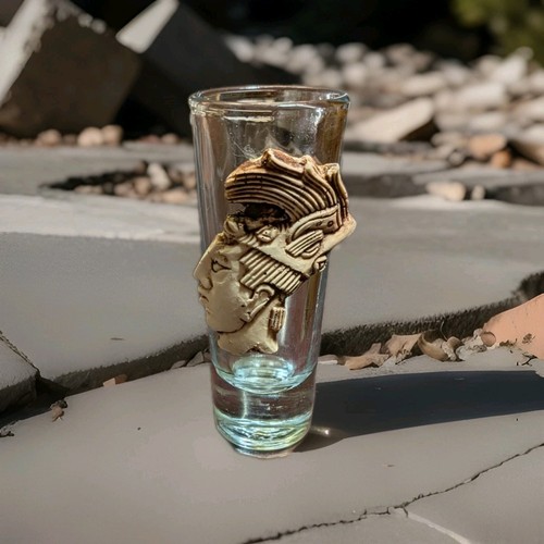 Aztec Tall Shot Glass, Chiapas, Mexico Pressed #3 Sanitos - Picture 4 of 7