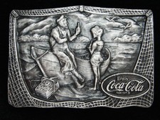PJ03149 *NOS* VINTAGE 1976 *ENJOY COCA-COLA* SODA FOUNTAIN BOTTLE OPENER BUCKLE