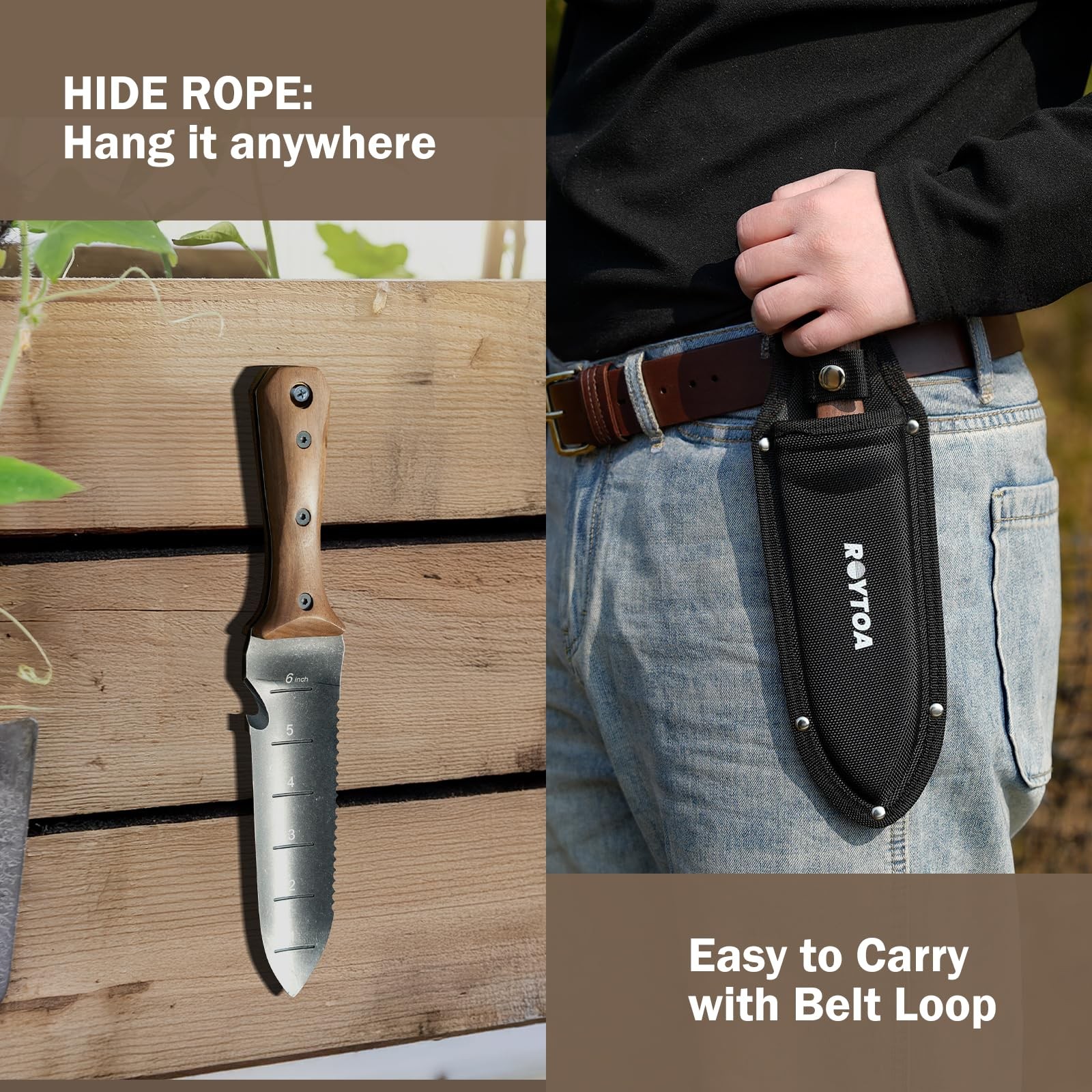 ROYTOA Hori Hori Garden Knife, Garden Tools with Sheath for Weeding,Planting,...