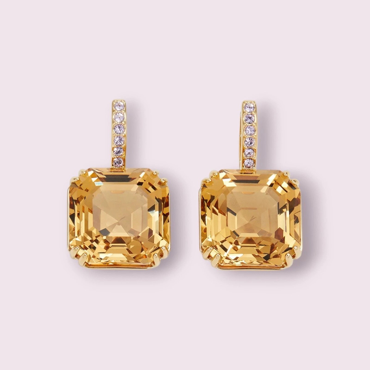 NWB Swarovski Millenia Drop Earrings Mixed Cuts Gold-Tone Plated