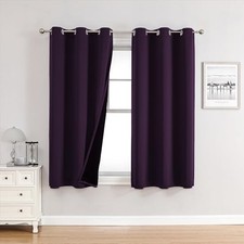 100 Blackout Curtains for Bedroom with 42"W x 63"L Pack of 2 Royal Purple