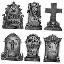 Graveyard Halloween Decorations - Outdoor Tombstones - 6ct Large