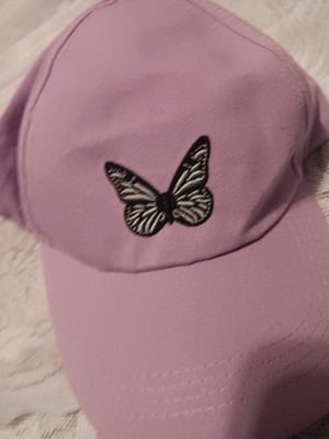 Baseball Cap Pink/Purple Adjustable Embroidered Black Butterfly Hat Womens 