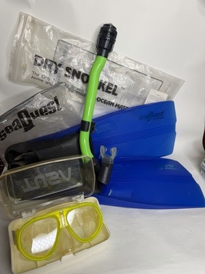 Preowned Snorkel Set , Tusa Mask, Ocean Master Snorkel, Sea Quest Horizon 2 Fins