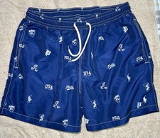Polo Ralph Lauren RL-93 All Over Print Swim Shorts Blue Men's XL Vintage-Style