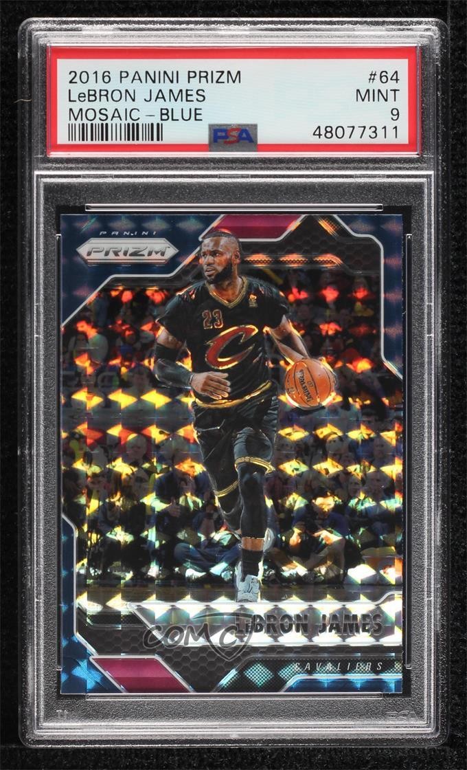 2016-17 Panini Prizm Mosaic Blue LeBron James #64 PSA 9 MINT 0l1d