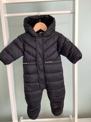TED BAKER BABY BOYS 3-6 MONTHS FLEECE LINED PRAMSUIT SNOWSUIT