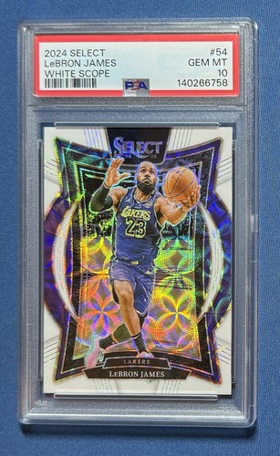2024 Panini Select Lebron James Concourse White Scope Prizm 19/35 PSA 10 #54