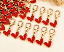 Cute Red Heart Charm Pendant Keychain Zipper Purse Phone Necklace Key Backpack