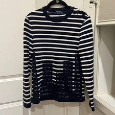 Saint-James navy stripe wool sweater, made in France. Sz S