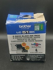 2-Pack (2-PK) New Genuine Brother LC-51 Black Ink Cartridges 04/2023