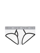 Victoria's Secret Logo Cotton Hiphugger Panty White w Black Trim