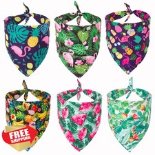 ADOGGYGO 6-Pack XL Dog Bandanas, Hawaii Flamingo Fruit, Summer Triangle