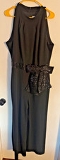 Women "Eliza J" blk, sleeveless blk sequin bow,dressyjumpsuit. Size 18 P.O.