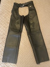 Harley Davidson Ladies Black Leather Motorcycle Chaps USA made Womens Small EUC
