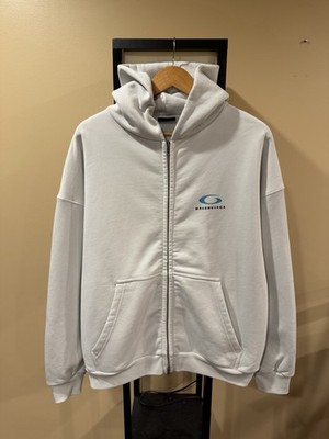 Balenciaga Loop Sport Icon Blue Logo Dirty White Zip Hoodie
