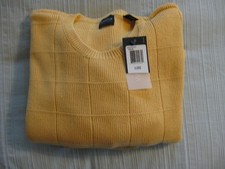 Arrow Men's XL Sweater Crew Neck Pullover 100 Cotton Yellow NWT