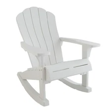 Keter Everest Adirondack Rocking Chair, Resin Frame, 38"Dx31.5"Wx40.5"H (White)