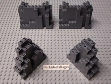 Lego 6082 Rock Mountain Wall Panel Rectangular & Triangular Drk Bluish Gray 4pcs