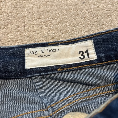 Rag & Bone Women's Blue High Rise Raw Ankle Flare Jeans Size 31/32 Dark Wash - Picture 3 of 12