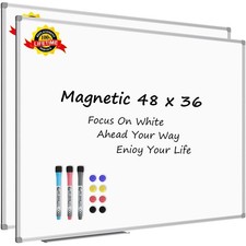 48 x 36 Inch White Board 2 Pack 4 x 3 Dry Erase Boards Magnetic Whiteboard ...