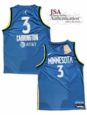 Dijonai Carrington Signed Autographed WNBA Lynx Jersey #3 AUTO Size L JSA COA