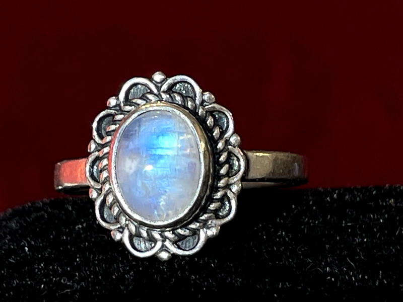 STERLING SILVER MOONSTONE RING SOUTHWESTERN NATURAL GEMSTONE 925