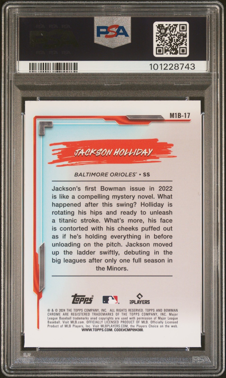 2024 BOWMAN CHROME MEGA BOX MY 1ST BOWMAN #17 JACKSON HOLLIDAY ROOKIE RC PSA 10 view 2