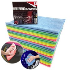 50 MICROFIBRE CLOTHS 40X40CM BUFFING DRYING MULTI PURPOSE CLEANING WASHABLE