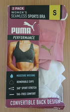 Puma Performance Bra 2-Pack Seamless Sports Bra Removable Cups Moisture Wicking