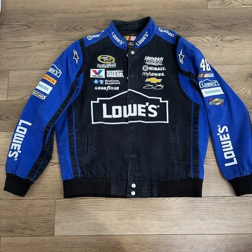 VTG JH Design NASCAR Racing Jacket Jimmie Johnson #48 Lowe's Blue Men's L cotton - product listing photo