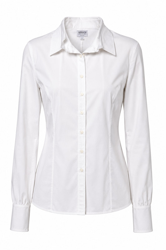 Giorgio Armani Women's White Double Collar Stretch Poplin  - size 8