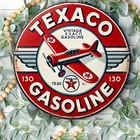 Vintage Texaco Aviation Gasoline Tin Metal Sign Retro Red White 8x8