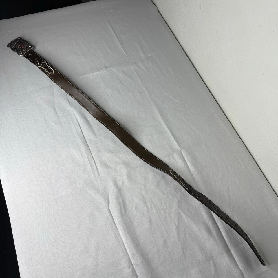 Cinturón Nocona Cuero Marrón Western Bandera Americana Hebilla Juvenil Talla 28 Ajustable Foto 4 de 4