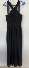 Monique Lhuillier Strapless Dress 4 Bridesmaid Formal Tulle Halter Long Maxi