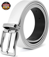 Herren G&uuml;rtel mit Dornschlie&szlig;e wei&szlig; Leder 3,3 cm f&uuml;r Freizeit & Gesch&auml;ft