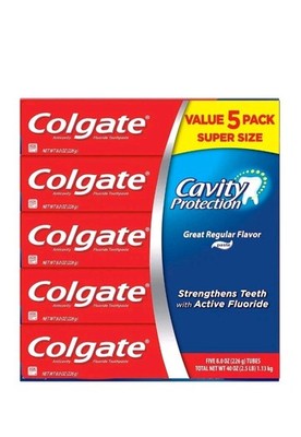 Colgate Cavity Protection Fluoride Toothpaste, Regular Flavor, 5 x 8 oz