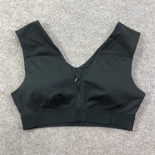 Tommie Copper Sports Bra Womens Large Black Copper Znergy Front Zip Support Mesh