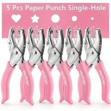 5pc Mini Shaped Hole Punch:Hand Paper Puncher Easy to Get Star Hole Punch,Hea...