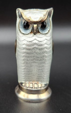 'White Owl' Salt Shaker David Andersen Norway Sterling Silver Gilt & Enamel #1