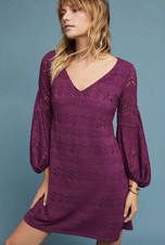ANTHROPOLOGIE MAEVE Size Medium Laila Lace Lined Dress Balloon Sleeve Purple