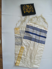 Jewish Prayer Shawl W/ Bag GT Thread Hebrew Band Embellishment Appr. 60" x 17"
