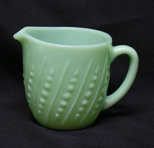 Fire King Jadeite Bead & Bar Milk Pitcher 4.5" Never Been Used In Near Mint Cond